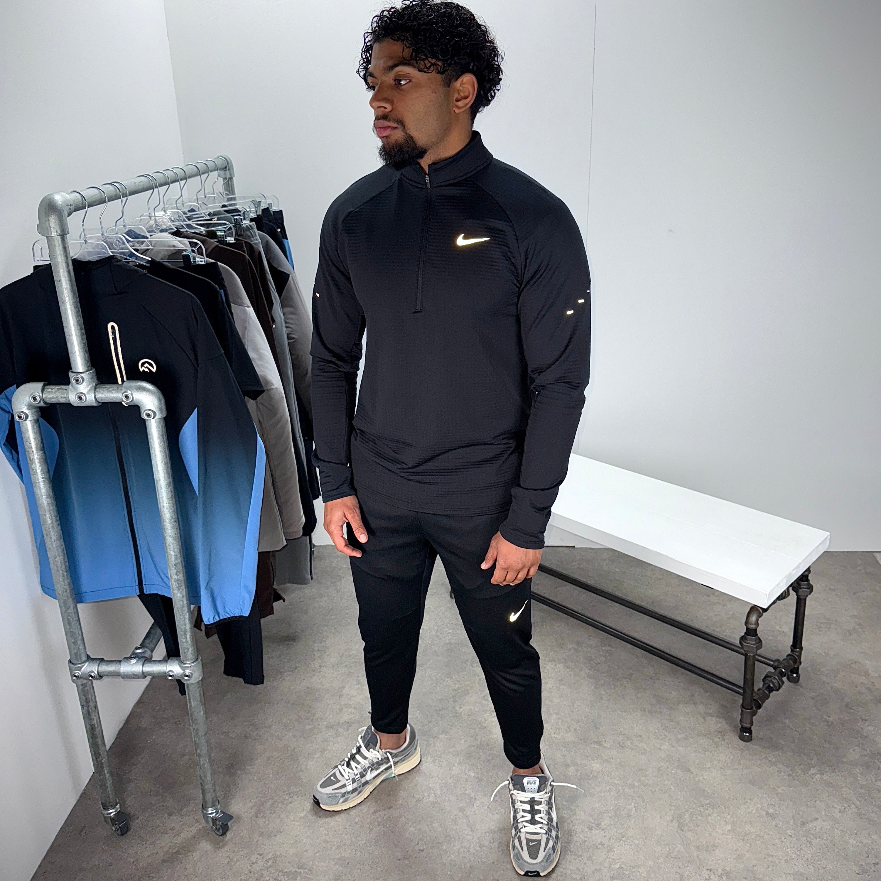 Nike Stride Therma 1/4 Zip Pants Set 'Black'