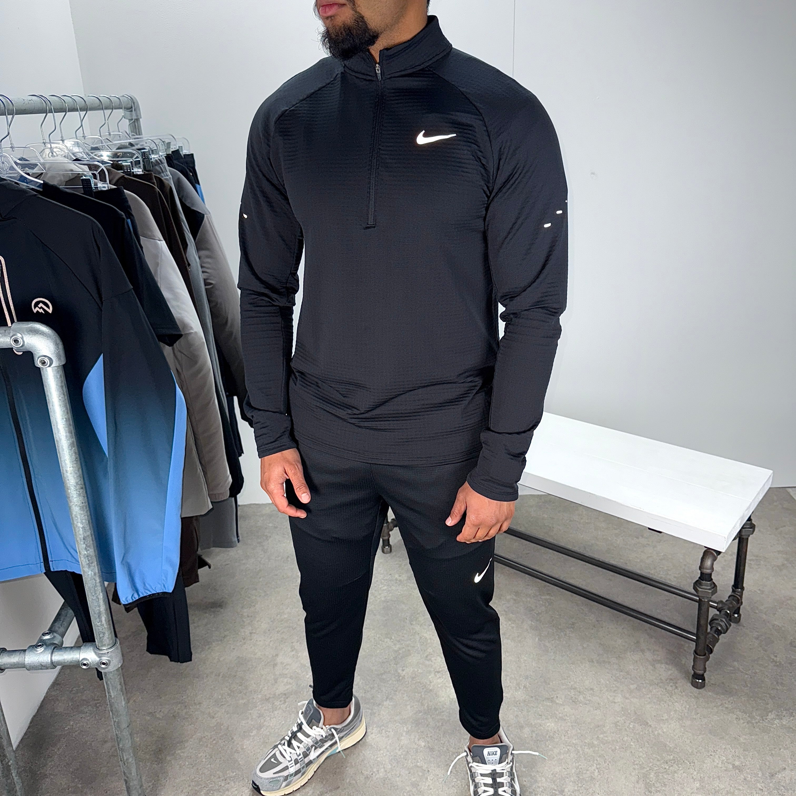 Nike Stride Therma 1/4 Zip Pants Set 'Black'