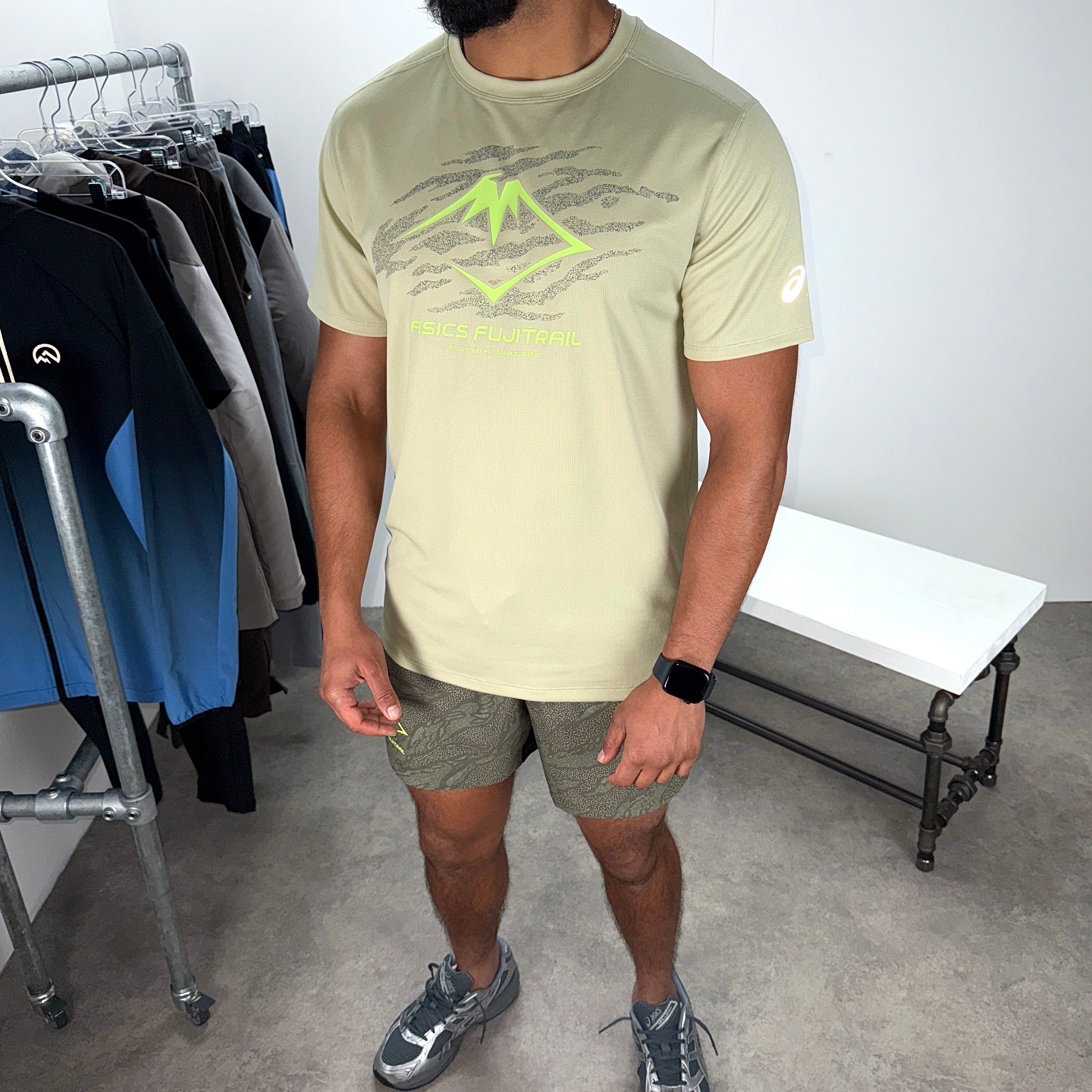 ASICS FUJITRAIL セットアップ ASICS Fujitrail All Over Print Shorts Set 'Green'