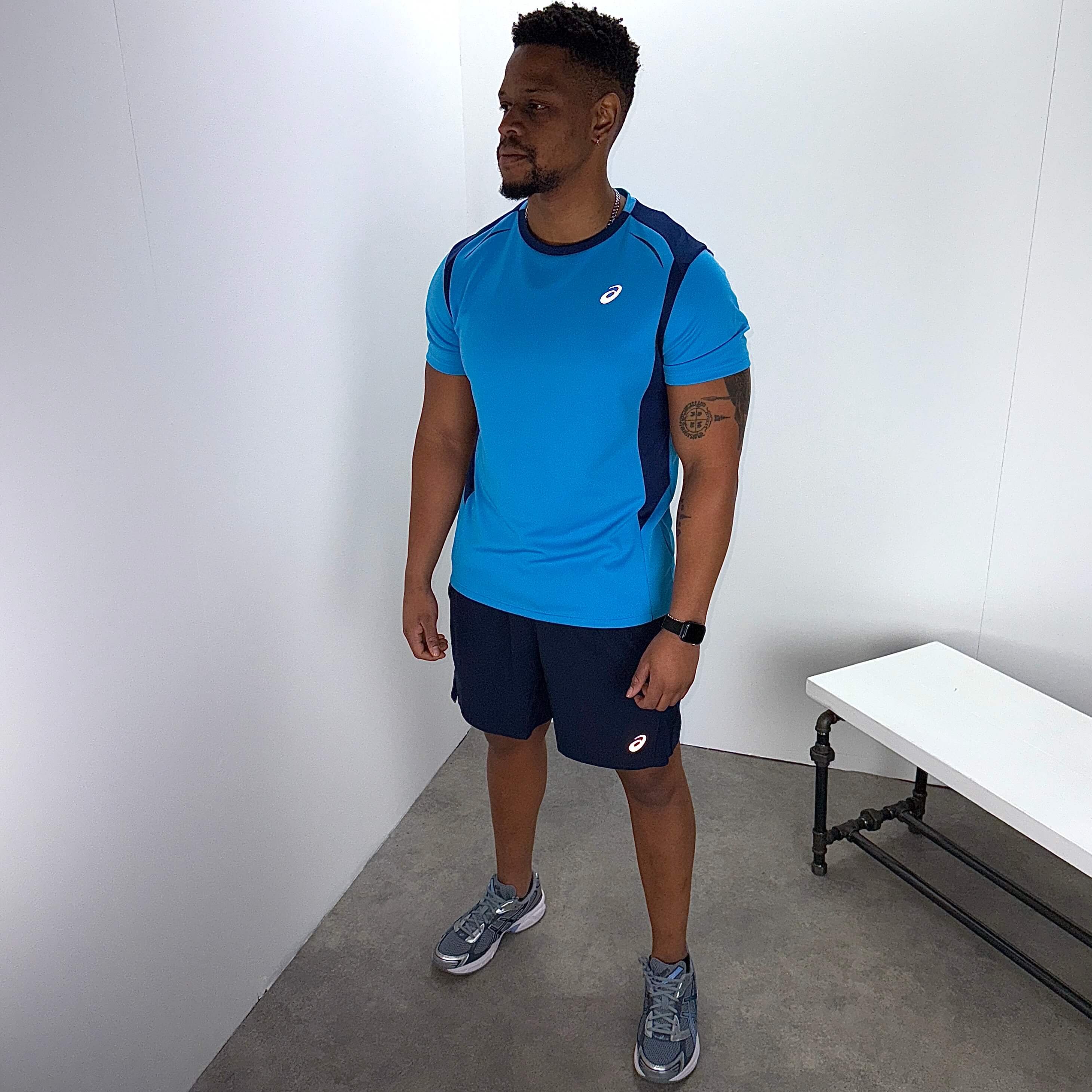 Asics curved seam run set 'blue/midnight'