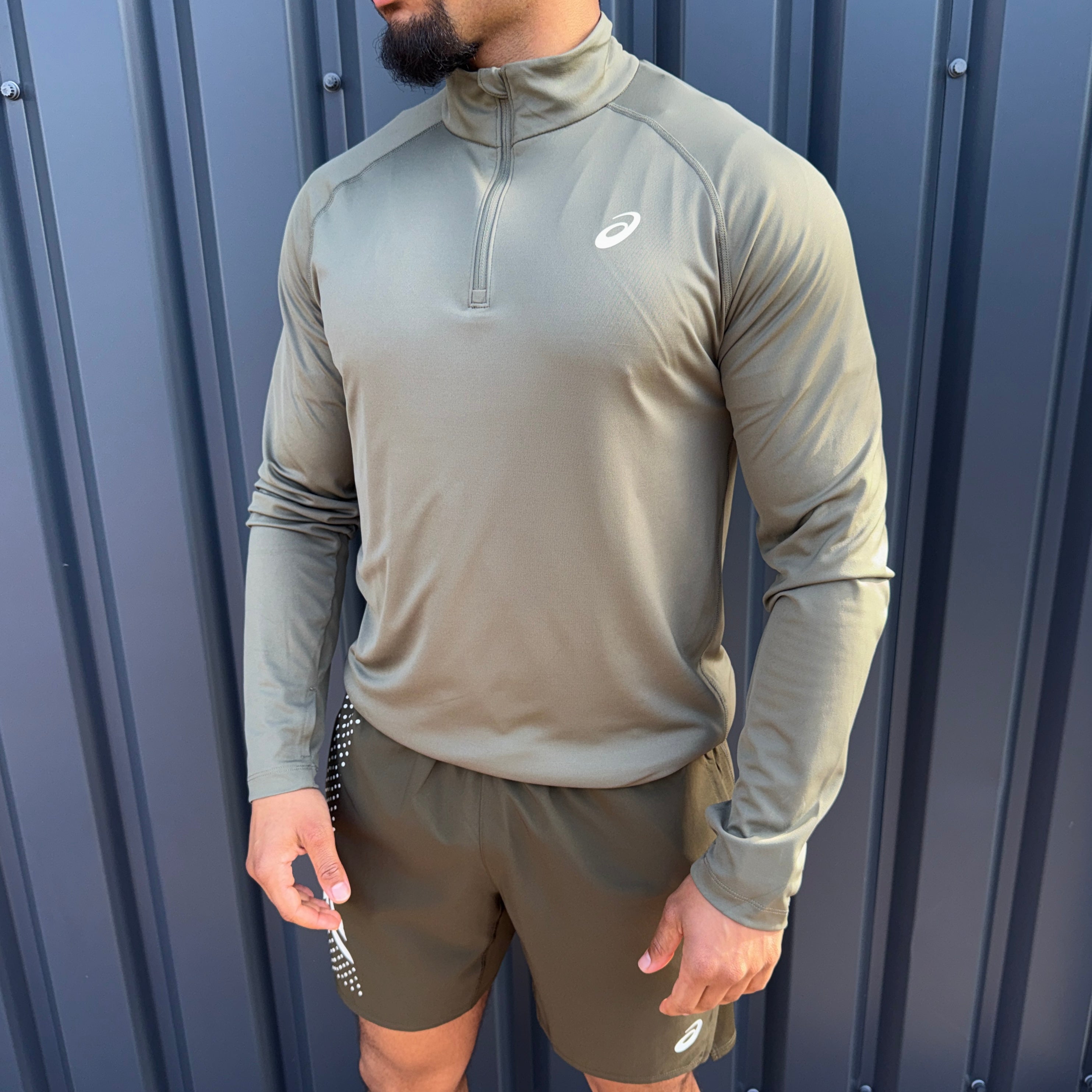 ASICS Core 1/4 Zip Set 'Khaki/Brownstone'