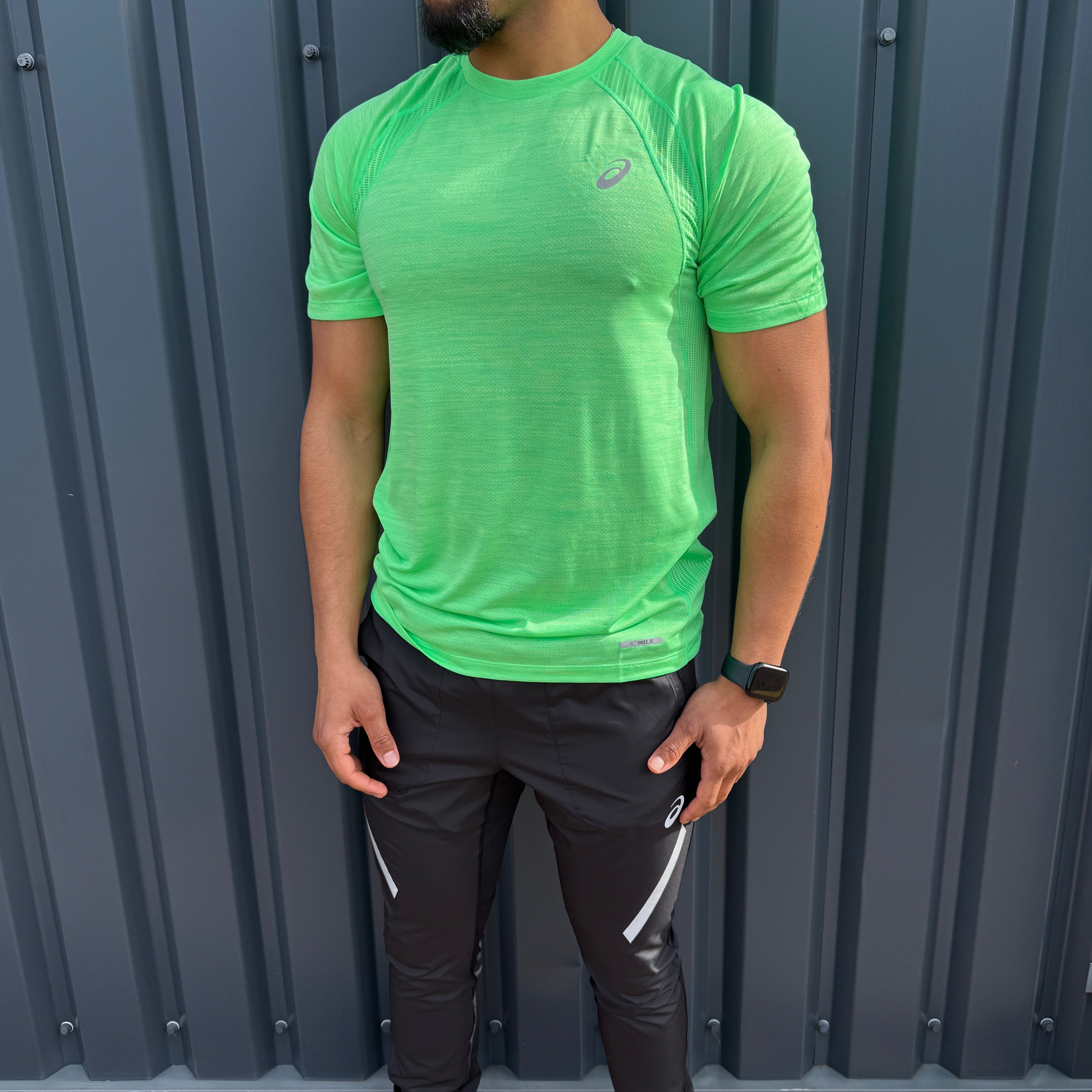 ASICS Road T-Shirt Lite Pants Set 'Vital Green/Black'
