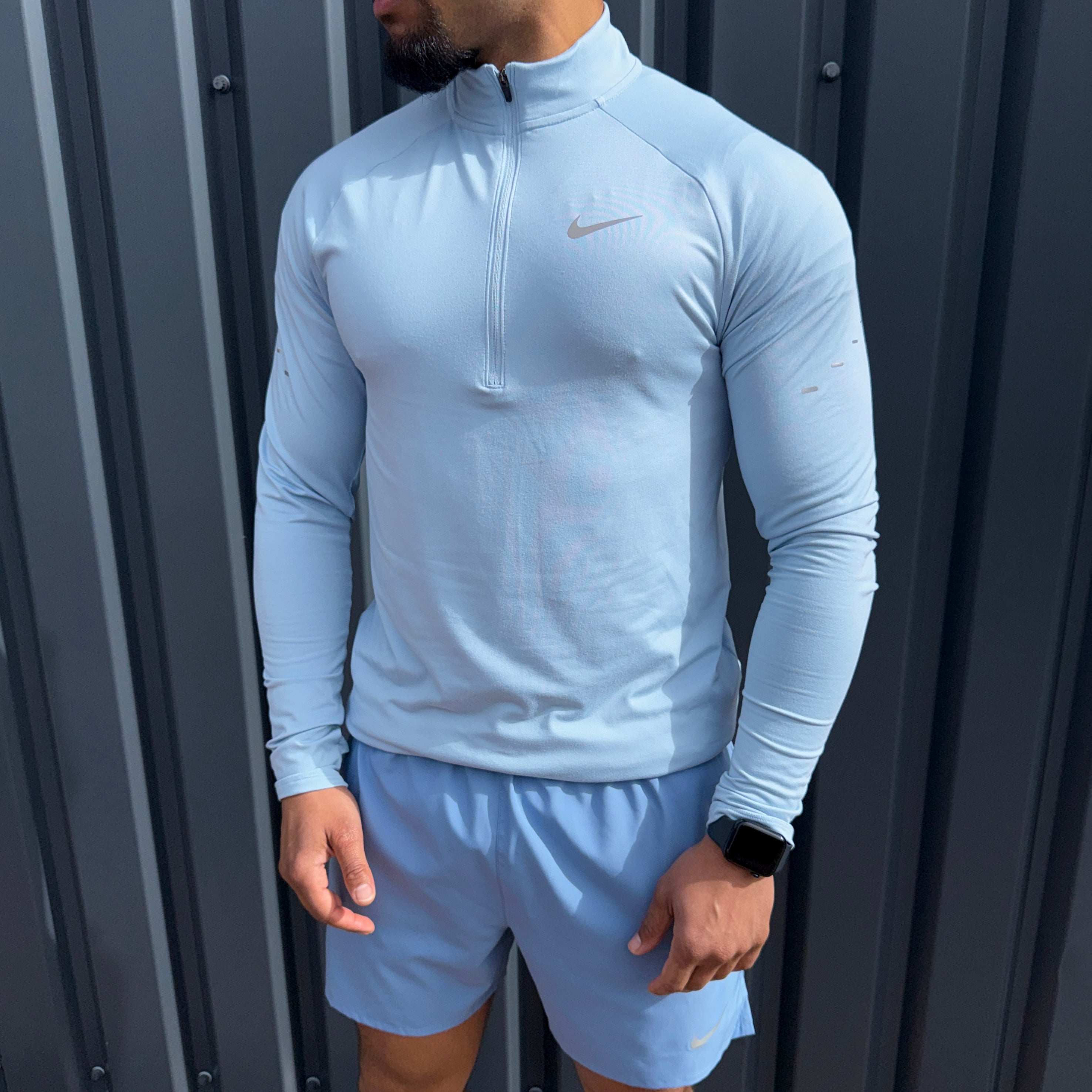 Nike Stride 1/4 Zip Short Set 'Light Armoury/Work Blue'