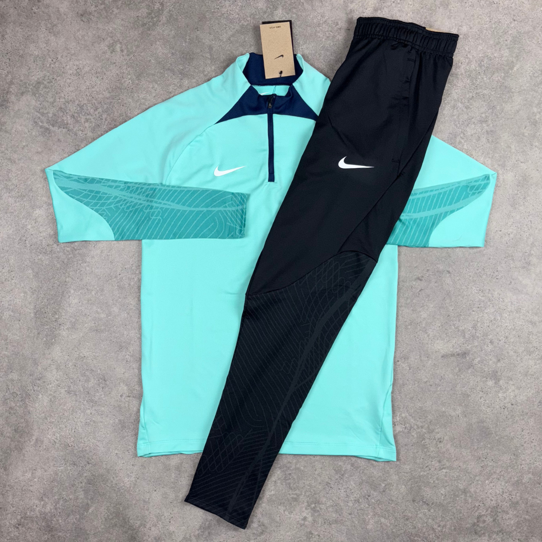 Nike 1 4 zip drill tracksuit turquoise black set S S