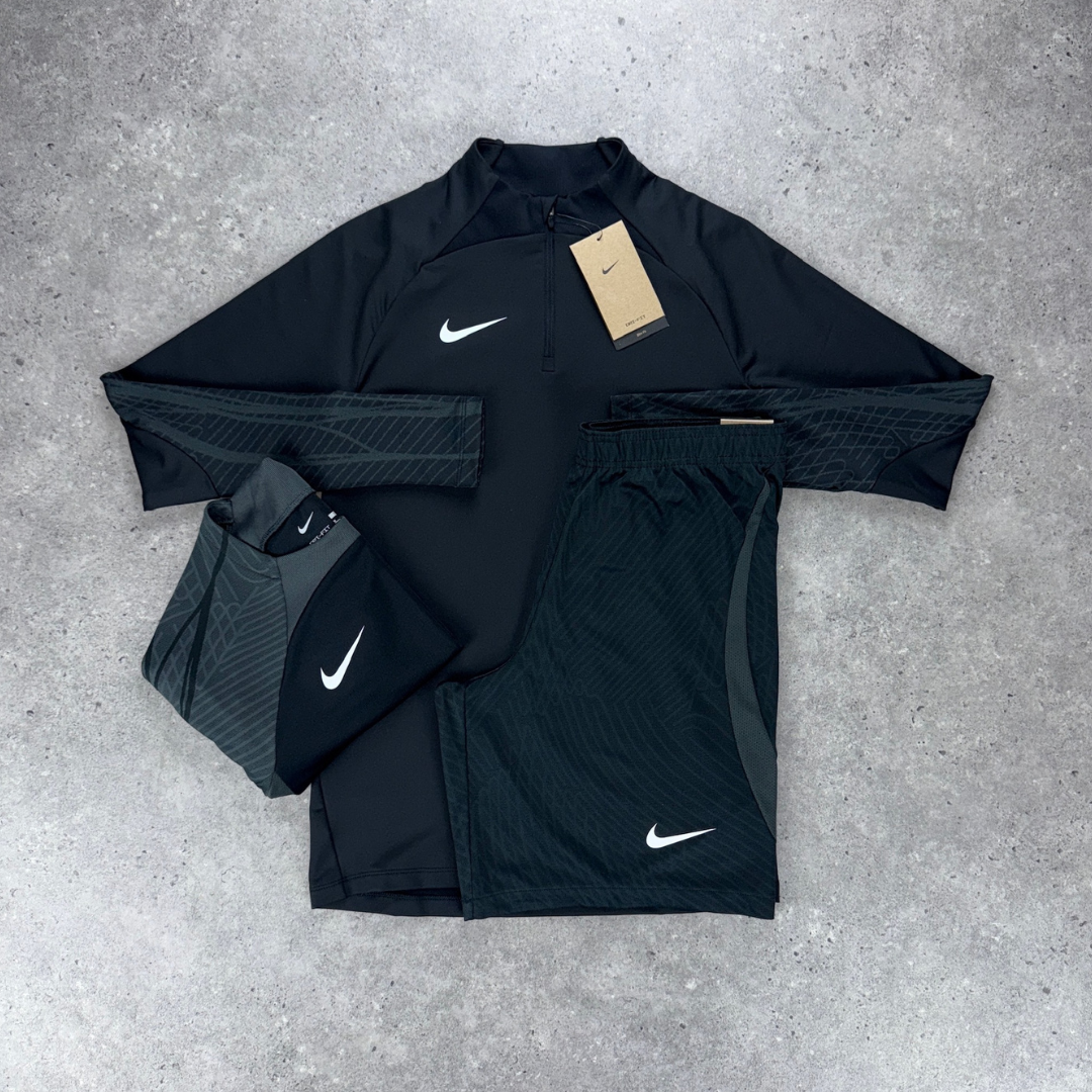 Nike drill 1/4 zip t-shirt short tri-set 'black'