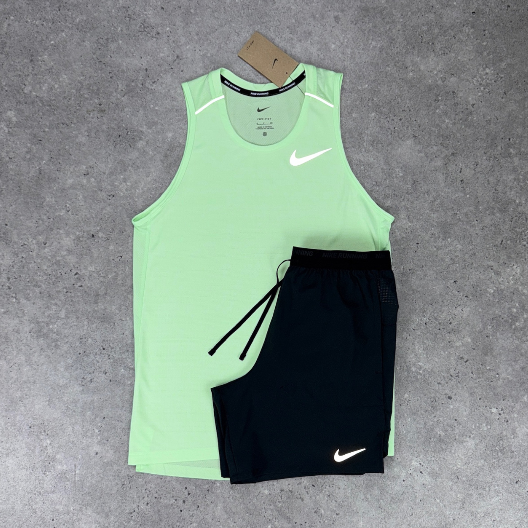 Nike miler 1.0 vest short set 'vapour green/black'