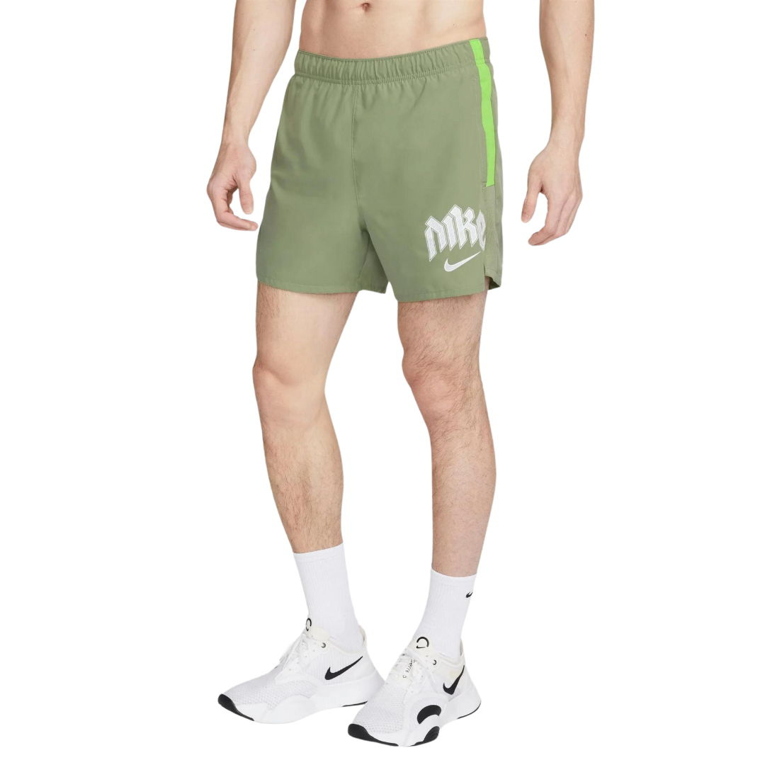 Nike dri fit run division 13cm challenger shorts 'oil green'